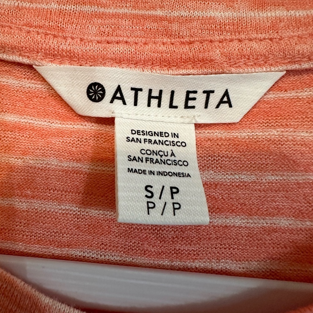 Athleta Breezy Striped Tank Top Size Small Gym Athletic Yoga Pink Coral Running - Picture 2 of 5
